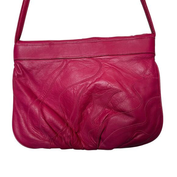 Vintage Viva California Leather Patchwork Crossbody Bag Hot Pink Clutch Purse - Picture 4 of 7